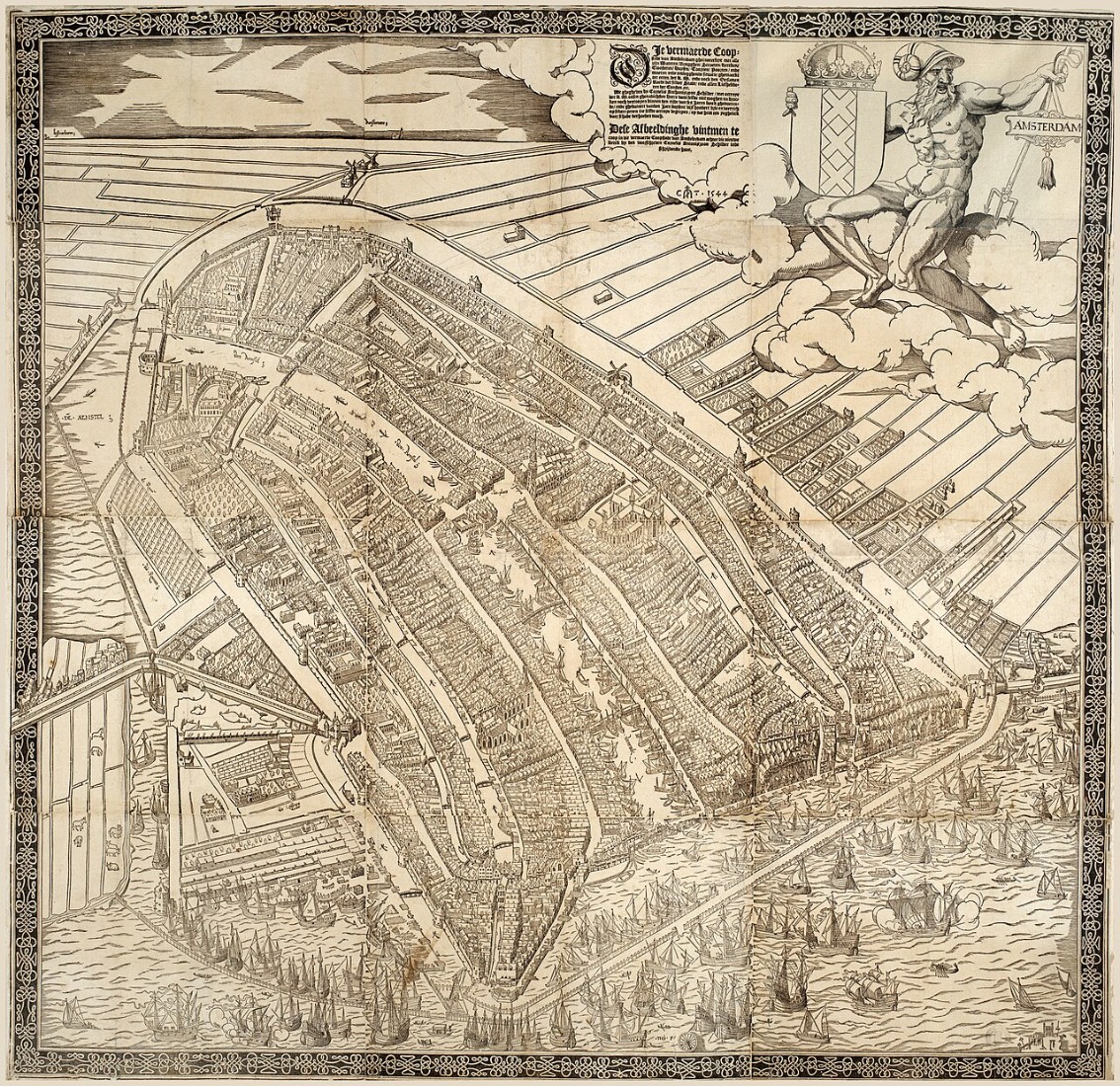 Bird's-eye map of Amsterdam made by Cornelis Anthonisz in 1544