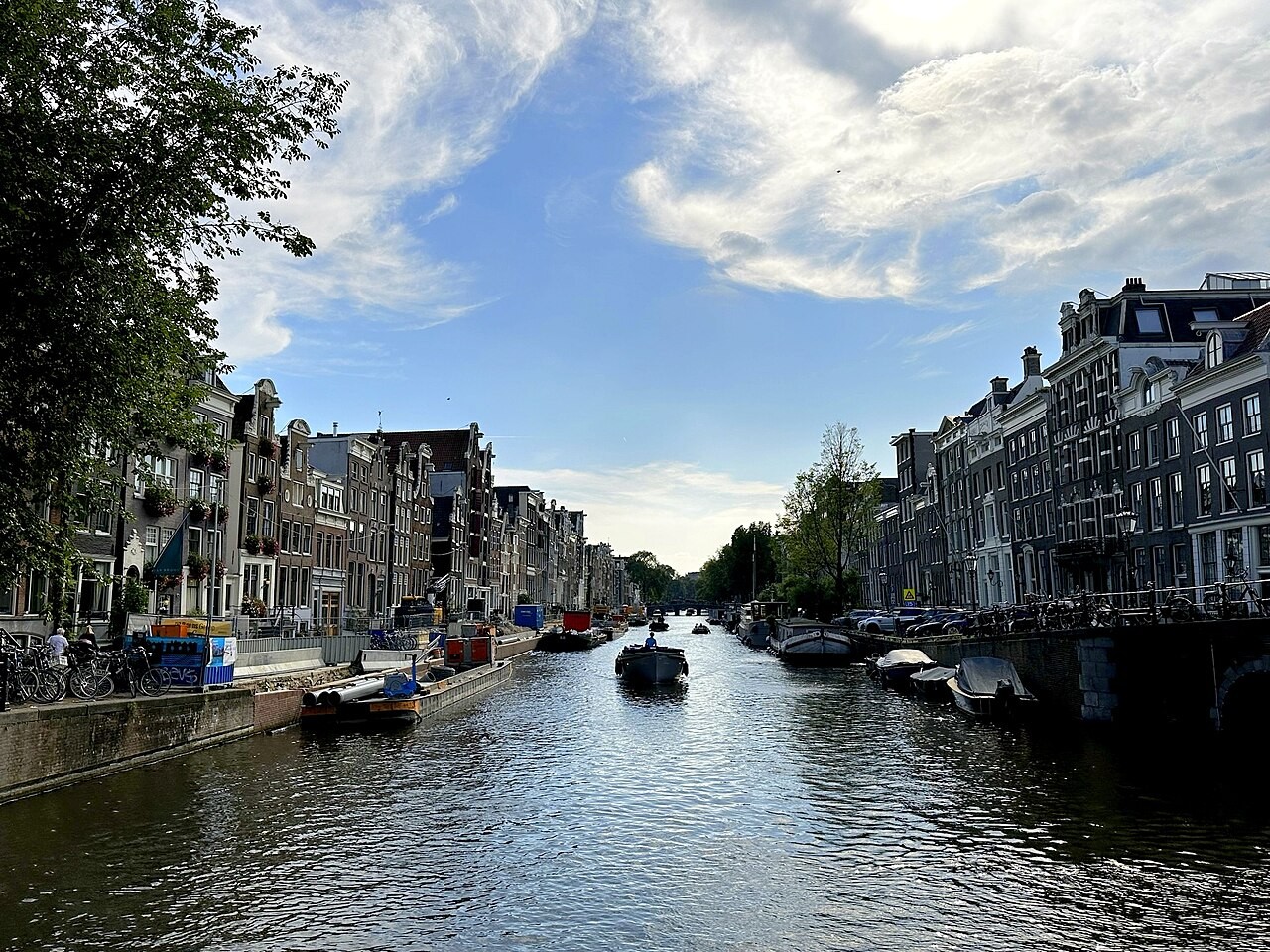 Modern view along the Herengracht in Amsterdam